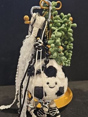 Cute Soccer Ball Plush Bag Charm  Beaded Keychain | Kawaii Sports Charm